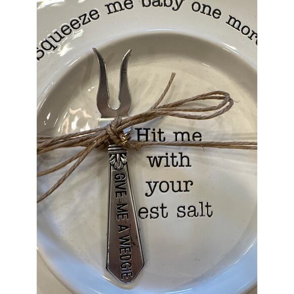 Mudpie Margarita Salt lemon plate squeeze me baby one more lime NEw serving - Picture 2 of 5